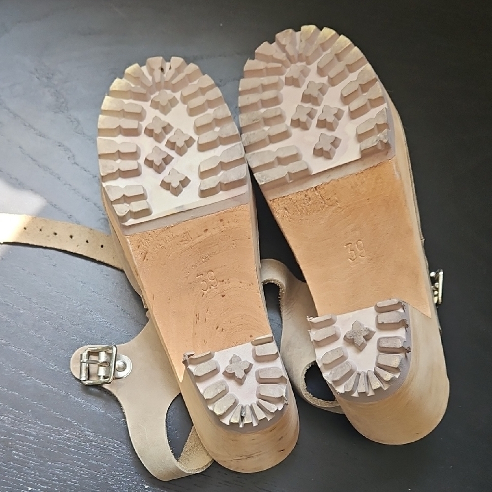 MIA Abba Beige Leather Clog Sandals